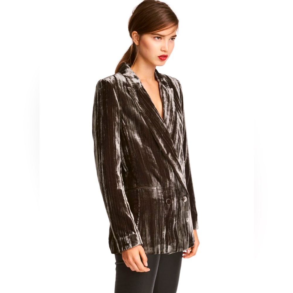 H & M CRUSHED-VELVET BLAZER, DARK TAUPE, sz 12